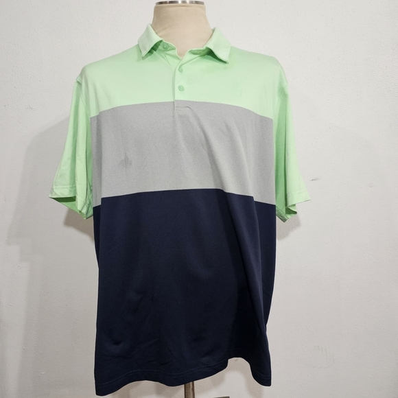 Men's Green, Gray, and Navy Polo Shirt - Picture 2 of 6